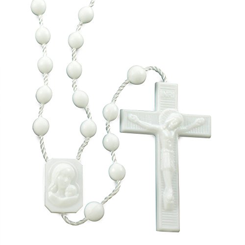 Bulk Plastic Rosary Beads Pack of 100 - White Plastic Rosaries Made in Italy - Each Rosary Individually Packed in a Bag - for Religious Events, Italian Made, Wholesale Bulk Catholic Gifts