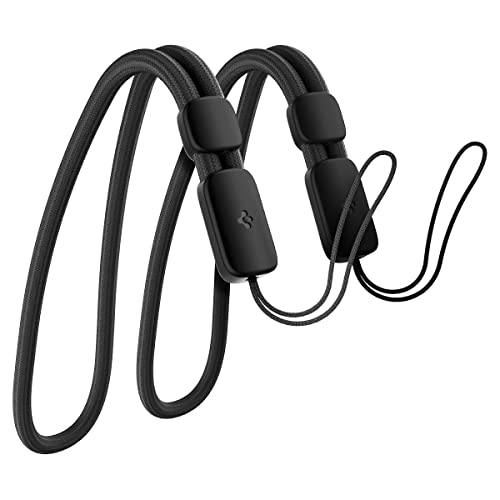 Spigen Universal Adjustable Hand Wrist Strap Phone Lanyard Compatible with Apple Airpods Pro (2nd Generation) - Dark Black (2 Pack)