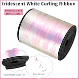 Iridescent White Curling Ribbon 600 Yards 1/5 Inch Balloon String Ribbon Thin Valentines Ribbon for Gift Wrapping Art Crafts Wedding Birthday Party Valentine's Day Decoration