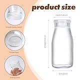 TANEMUDO 14 Pack 6.76 oz Small Glass Milk Bottle with Lids Reusable Drinking Bottle Clear Mini Glass Bottles Juice Glass Container Bottle Shake Glass Bottles for Drinking Water Juice Honey Supplies