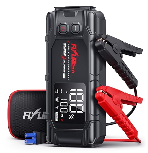FLYLINKTECH Car Battery Jump Starter, 8000A Peak 26800mAh Jump Start Battery Pack(for All Gas or up to 12L Diesel),12V Jump Box with PD65W Fast Charging and 600 Lumen LED Light
