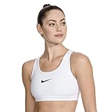 Women's Nike Swoosh Sports Bra, Sports Bra for Women with Compression & Medium Support, White/Black, XL