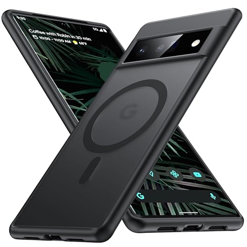FNDMIL [NO.1 Magnetic for Google Pixel 6 Pro Case with MagSafe [Military Grade Drop Tested][Translucent Matte][Anti-Fingerprint] Slim Case Soft Silicone Bumper for Google Pixel 6 Pro Phone Case,Black