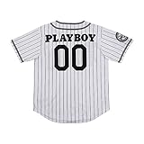 Playboy Men's Mesh Button Down Baseball Jersey (White, L)