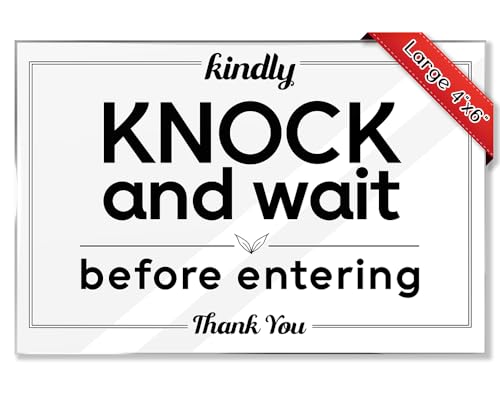 Essentials for Hosts -Entry Reminder: Kindly Knock and Wait Before Entering - 4x6 Acrylic Sign w/Mounting Tape - Door Entry Etiquette Notice for Rental Home, Office, Hotel - Entry Request Sign