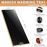 Electric Warming Tray（Extra Long 40”x12”），Food Warmer with Thermostat and Full Surface Heating，Food Warming Mat with 2 Temperature Modes for Parties Buffet，Gatherings，Gold Edge Warming Mat for Food