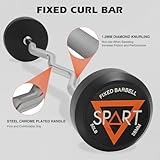 Rubber Coated Fixed Barbell, Pre-Loaded Weights EZ Curl Solid Steel Barbells, Weighted Bar for Weightlifting Exercise, Bodybuilding, Strength Training, Squat Rack & Bench Press, 40lb