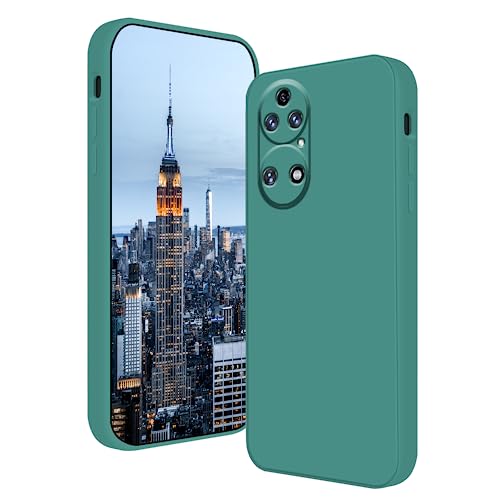 Wousunly Compatible with Huawei P50 Pro Case Silicone Liquid Dark Green, Soft Smooth Touch for Huawei P50 Pro Phone Case Silicone Shockproof Thin Cover (P50 Pro, Dark Green)