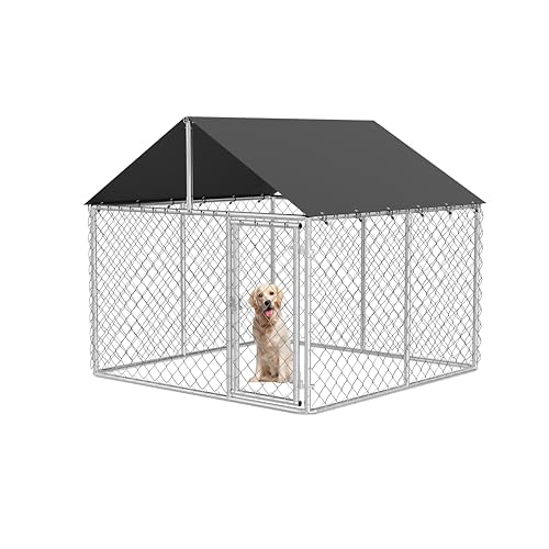 ATTAV Outdoor Dog Enclosure Heavy Duty Dog Kennel House Mesh Dog Big Cage Pet Kennel Steel Fence with Secure Lock (79”x 79”)