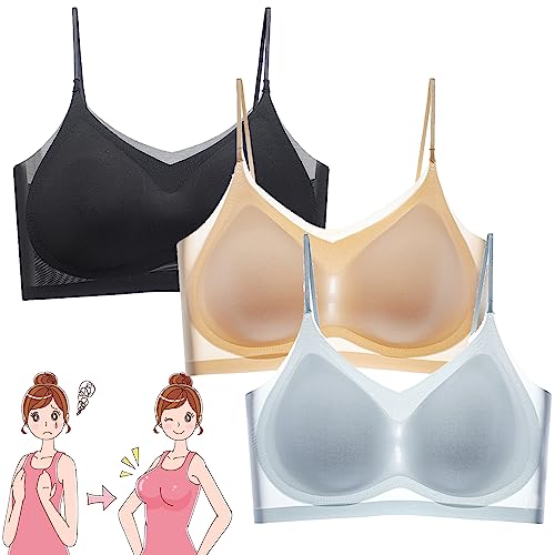 Lovejdrsiey Windybra - Summer Seamless Ultra-Thin Plus Size Ice Silk Comfort Bra, Ice Silk Bra, Ultra Thin Ice Silk Bra for Women (3PCS-4, M)