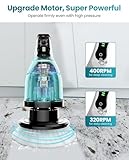 Electric Spin Scrubber, Cordless Cleaning Brush, Shower Scrubber with 9 Brush Heads 2H Power Dual Speed, Adjustable Extension Handle, IPX7 Waterproof for Tub Tile Floor Car, LX A-J1