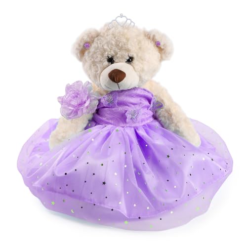 Cisina Quinceanera Doll Quince Teddy Bear with Dress,Quinceanera Decorations for Girls Gifts,OSO De Peluche para 15 Años Con Vestido,Centro De Mesa Muñecas para 15 Años Quinceañeras-Lavender