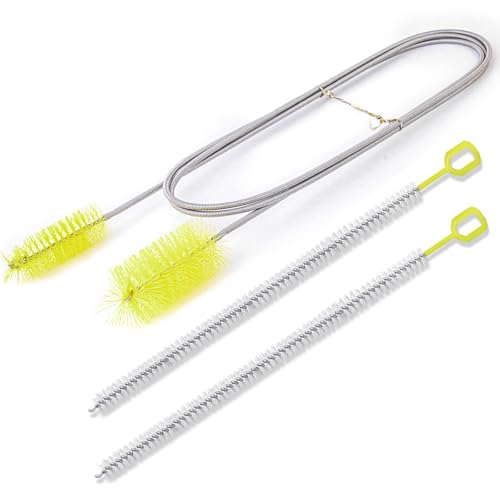 Flexible Drain Brush, 66 Inch Double Ended Aquarium Filter Hose Long Pipe Cleaners Brush for Fish Tank, Sink, Drain, and 2 Pieces 12 Inch Straw Cleaning Brush