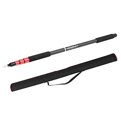 Andoer Telescoping Microphone Boom Pole Carbon Fiber, 4 Sections Stretchable Handheld Microphone Holder Pole Flash Light Boom Sound Recording Grip Support Rod (6.6lbs Load Capacity&9.8ft Max.Length)