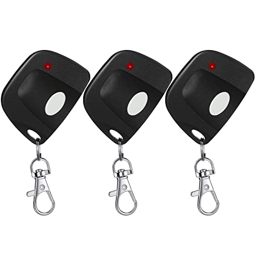 Kingdder 3 Pcs 8 Dip Switch 310mhz Garage Door Remote Compatible with Linear Delta 3 (DT DTA DTD DTC DNT00002A) Gate Opener Remote with Keychain (Black,White Button)