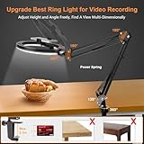 Upgrade Ring Light Overhead Phone Mount, Evershop Selfie Ring Light with Stand and Phone Holder,10”Circle LED Desk Ring Light with Clamp for Video Recording,Zoom Meeting,Live Streaming Tiktok,YouTube