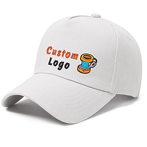 Logotipo y Texto de Gorra de béisbol de 5 paneles Bordado personalizado, Gorra de béisbol personalizada, sombreros de sol White