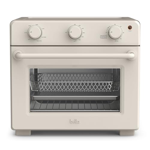 bella Air Fry Toaster Oven, 7 Preset Cooking Options, Dishwasher-Safe EverGood Coated Trays Included, 60-Minute Auto Shutoff w Audible Timer, Power Indicator Light, 1700 Watt, Oatmilk