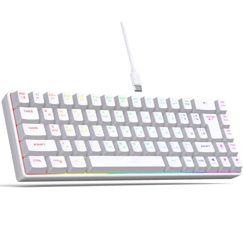 BCIOUS Membrane Keyboard 68Keys Miniature Keypad LED Backlits Keycaps Typewriter Mechanical Feeling Russian and English