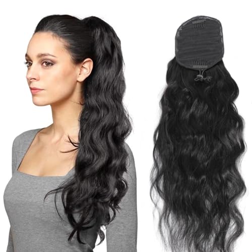 LUMIERE Ponytail Extension Human Hair Drawstring Ponytail For Black Women 100g 12A Remy Human Hair Ponytail Natural Black 24inch
