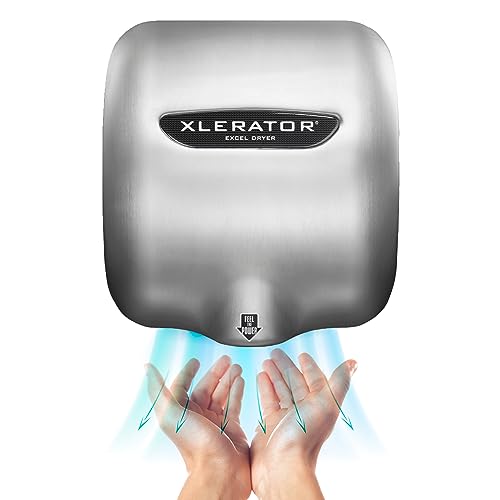 XLERATOR XL-SB Automatic High Speed Hand Dryer with Brushed Stainless Steel Cover and 1.1 Noise Reduction Nozzle, 12.5 A, 110/120 V