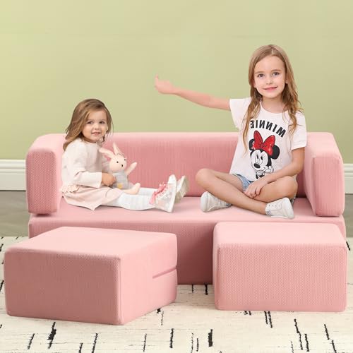 MastonHome Kids Couch - Modular Kids Sofa for Toddler and Baby Playroom/Bedroom Furniture Removable Cover