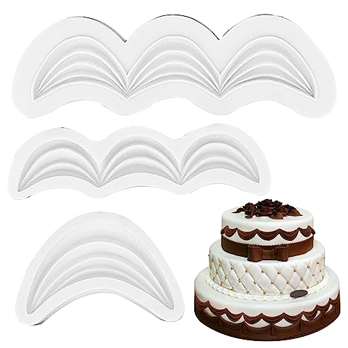 AEGYPIUS Fondant Molds, 3 Pcs Wave Shaped Silicone Fondant Molds for Cake Decorating, Silicone Molds for Clay, Crafts, Baking