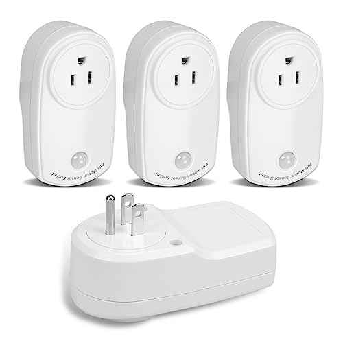 ZORZA 4Pcs Motion Sensor Switch Plug in Motion Sensor Light Socket 120V/60HZ Input 120 Degrees Sensing Range