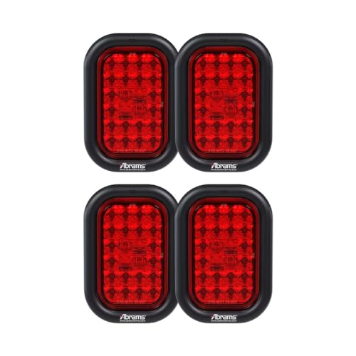 5" x 3" Red 24 LED Trailer Tail Light - DOT Approved Rectangular Truck Stop Brake Turn Lights – IP67 Waterproof RV Semi Truck Taillight – Bright Colored Lens, Grommet & Plugs Included - 4 Pack