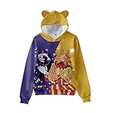 Faniths Men Sundrop and moondrop 3D Figure Printed Sweatshirt Adult Moondrop Sundrop Cat's Ear Shaped Hoodie (F,L,Large)