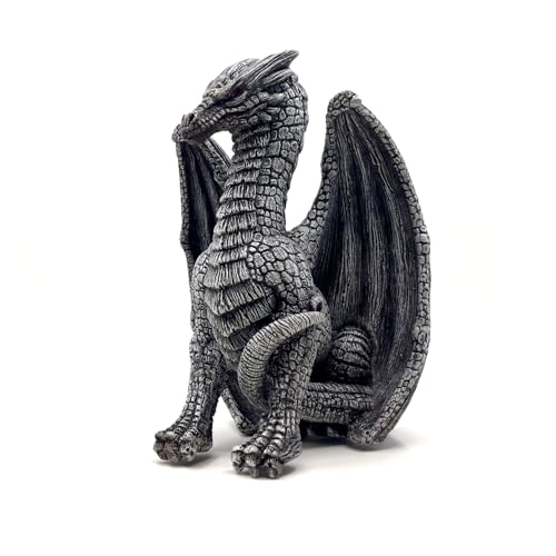 BELLA HAUS DESIGN Medieval Dragon Shelf Sitter | Gothic Statue for Home, Office, or Garden | Fierce Winged Figurine | 6.5 Inches Indoor & Outdoor Resin Decor (Tavros The Dragon)