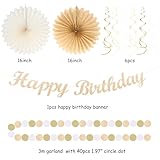 Champagne-Gold Beige Fall Boho Birthday Party-Decorations - 21pcs Autumn Neutral Retro Happy Banner,Girl One Sweet Peach Paper Streamers Lanterns,Tissue Pom Poms Fan,Rustic Backdrop Decor Huglony