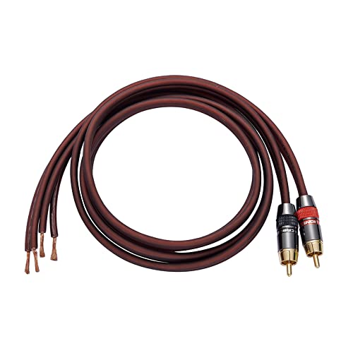JORZOR Audiophile Hi-Fi 14 Gauge OFC Speaker Cable with RCA Male (Black & Red) to 2 Bananas Plugs, 2 pack/1pair, (2M(6.6FT), 1 Pair(RCA to Bare Wire))