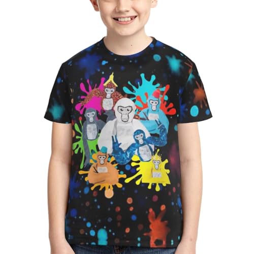 Gorilla Novelty Cartoon Animated T-Shirt for Boys and Girls Fashion (US, Alpha, X-Large, Regular, Regular, Colo-BB)