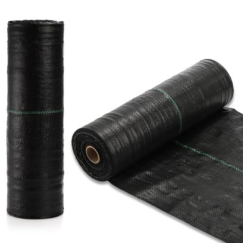 Suwimut 1.3FT x 250FT Weed Barrier Landscape Fabric, Heavy Duty Garden Cloth Ground Cover, Weed Block Gardening Mat Woven Geotextile Fabric for Garden, Yard, Pathway, Driveway, Road, Vegetable Patch