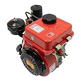 4-Stroke 3HP Diesel Engine, 2.2KW Single-Cylinder Diesel Engine, Recoil Start System Diesel Motor with Air-Cooling, Portable Diesel Engine for Gardening Agriculture Tractor Bulldozer Harvester