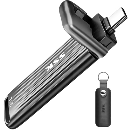 SSK USB C Flash Drive 1TB Maximum up to 2000mb/s Fast External Hard Drive USB 3.2 Gen 2x2 Portable External SSD Thumb Drive Zinc Alloy USB C Stick for Android Phone/Tablets/Laptops/Mac/iPhone 15/16