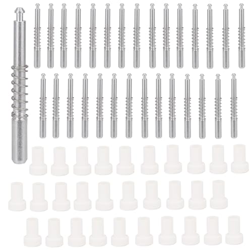 30pcs Window Screen Plunger Latches with Caps, 5/32" x 1-1/2" Aluminum Screen Retainer Pins Replacement Clips for Securing Window (Silver)