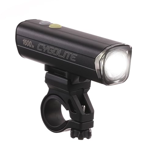 Cygolite Velocity Pro 1,600 Lumen Bicycle Light– Anodized Aluminum Alloy– 9 Light Modes– Fine Tunable Brightness- Compact, IP67 Waterproof– Secure Hard Mount– USB-C Recharge– Road & Mountain Bicycles