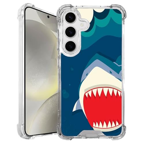 CasesOnDeck Clarity Case Compatible with [Samsung Galaxy S24 FE / S24 FE (Fan Edition) Case] Crystal Clear Shock Absorption TPU Bumper Hard Back Panel (Shark)