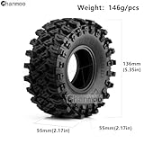 Chanmoo 2.2 RC Crawler Tires 1/10 RC Rubber Slingers Grappler Mud Wheels Tyres For 1:10 Scale Rock Crawler Car Axial SCX10 90047 D90 TF2 Tamiya CC01 Traxxas TRX4 2.2in Beadlock Rims 4PCS