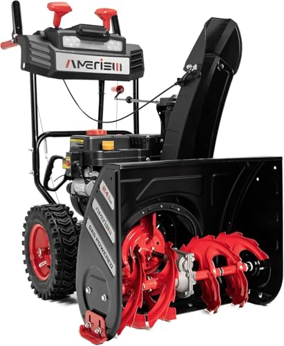 AMERISUN 24-Inch Gas Snow Blower with 212cc 4-Cycle OHV Engine, Recoil Start, 40Ft Snow Throwing for Decks, Driveways, and Sidewalks