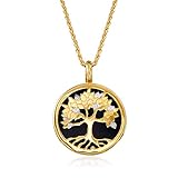 Ross-Simons 17mm Black Onyx Tree Of Life Pendant in 14kt Yellow Gold