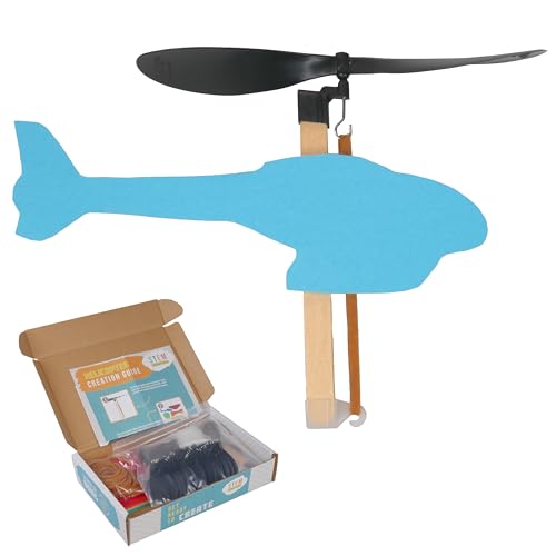 Rubber Band Helicopter Kit – Build 30 DIY Propeller-Powered Helicopters, Complete STEM Project for Kids with Instructions