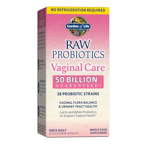 Garden of Life RAW Probiotics Vaginal Care Shelf Stable - 50 Billion CFU Guaranteed Through Expiration, Acidophilus - Once Daily - Certified Gluten Free - No Refrigeration - 30 Vegetarian Capsules