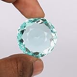 REAL-GEMS Round Cut Blue Aquamarine Loose Gemstone Perfect For Jewlery Making 70-80 Ct. Approx