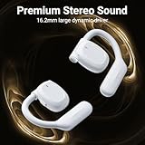 occiam Open Ear Earbuds Bluetooth 5.4 Wireless Headphones 120Hrs Playback Sport Earbuds with Earhooks, Clear Call Air Conduction Headset with Mic Sweatproof Earphones for Running Workout,White