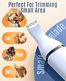 oneisall Dog Clippers with Double Blades,Cordless Small Pet Hair Grooming Trimmer,Low Noise for Trimming Dog's Hair Around Paws, Eyes, Ears, Face, Rump (White)