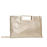 CHARMING TAILOR Fashion PU Leather Handbag Stylish Women Convertible Clutch Purse (Gold)