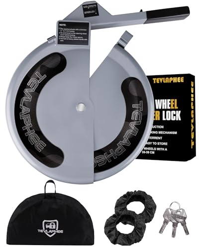 Tevlaphee Steering Wheel Lock Anti-Theft Device Heavy Duty Car Steering Wheel Lock Full Cover Universal Anti Car Theft Device Good Car Security Anti Theft for Cars Truck with 3 Keys(Silver)